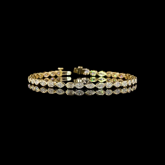 3.50 CTTW MIX Lab Diamond Tennis Bracelet 7" 14k Yellow Gold E Color and VS Clarity jewelry-spot-usa