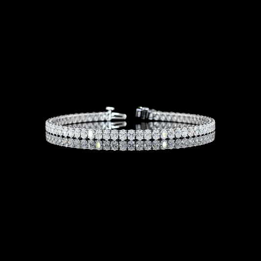 6.16 CTTW Oval Lab Diamond Tennis Bracelet 7" 14k White Gold E Color and VS Clarity jewelry-spot-usa