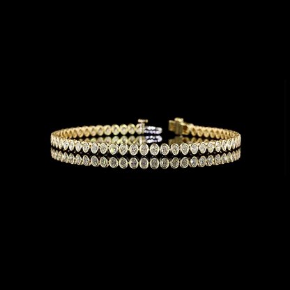 3.22 CTTW Oval Lab Diamond Tennis Bracelet 7" 14k Yellow Gold E Color and VS1 Clarity jewelry-spot-usa