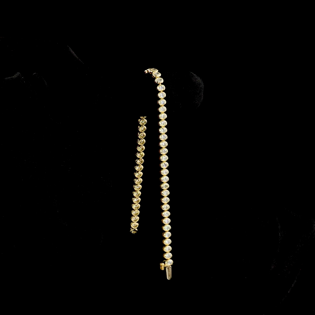 3.22 CTTW Oval Lab Diamond Tennis Bracelet 7" 14k Yellow Gold E Color and VS1 Clarity jewelry-spot-usa