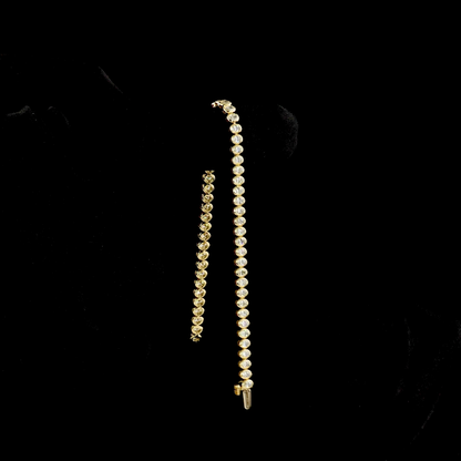 3.22 CTTW Oval Lab Diamond Tennis Bracelet 7" 14k Yellow Gold E Color and VS1 Clarity jewelry-spot-usa
