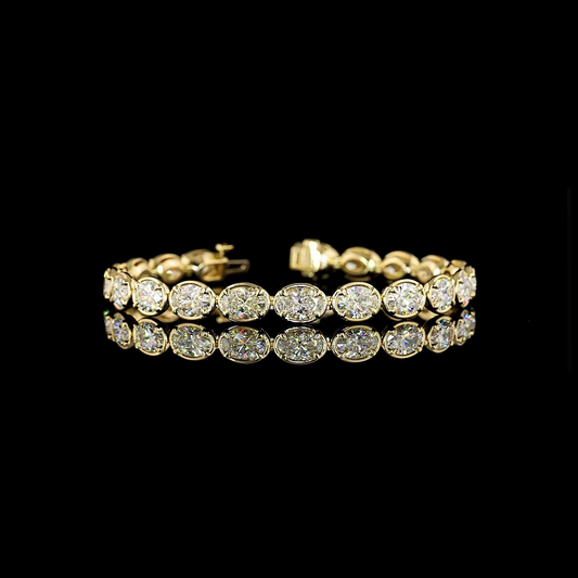 14.27 CTTW Oval Lab Diamond Tennis Bracelet 7" (F Color and VS2 Clarity)