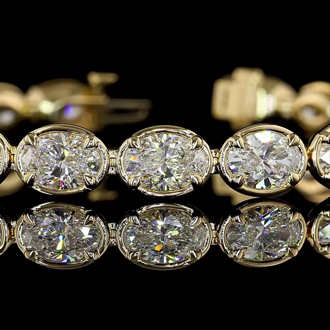 14.27 CTTW Oval Lab Diamond Tennis Bracelet 7" (F Color and VS2 Clarity)