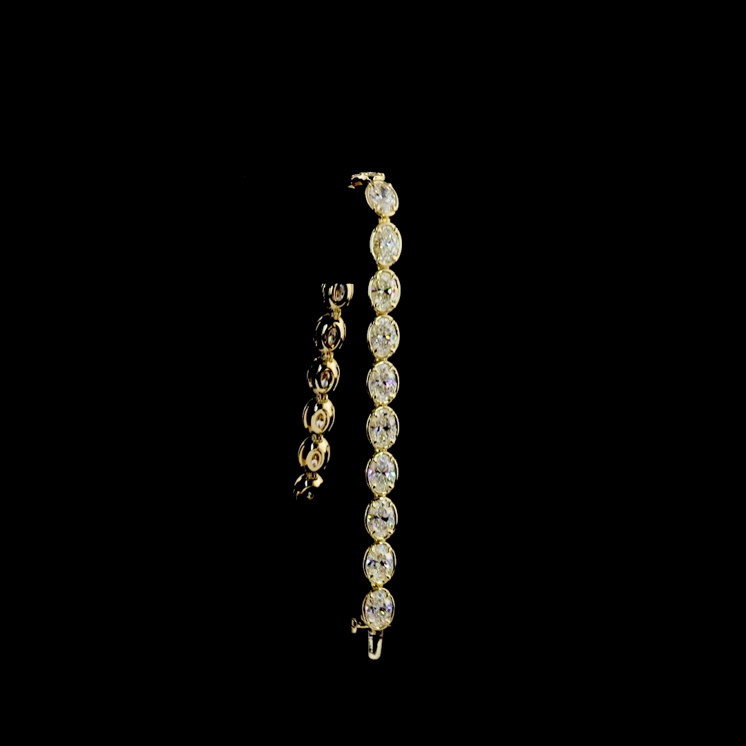 14.27 CTTW Oval Lab Diamond Tennis Bracelet 7" (F Color and VS2 Clarity)