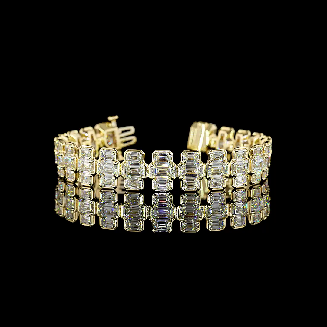 26.10 CTTW Emerald Lab Diamond Station Line Tennis Bracelet (E Color and VS Clarity)