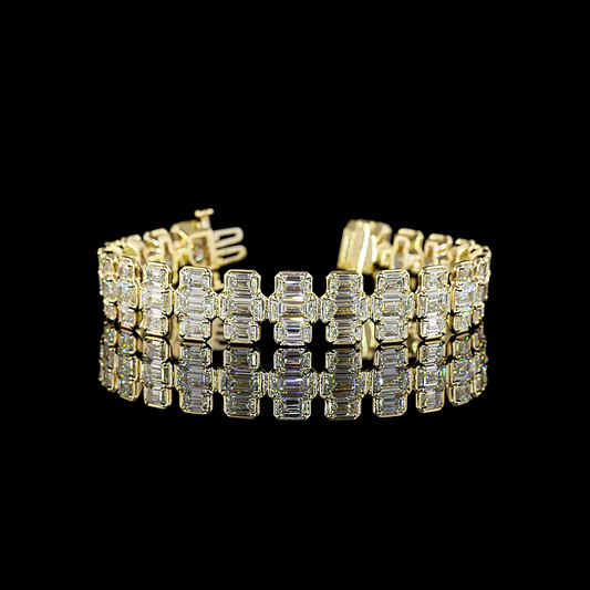 26.10 CTTW Emerald Lab Diamond Station Line Tennis Bracelet (E Color and VS Clarity)