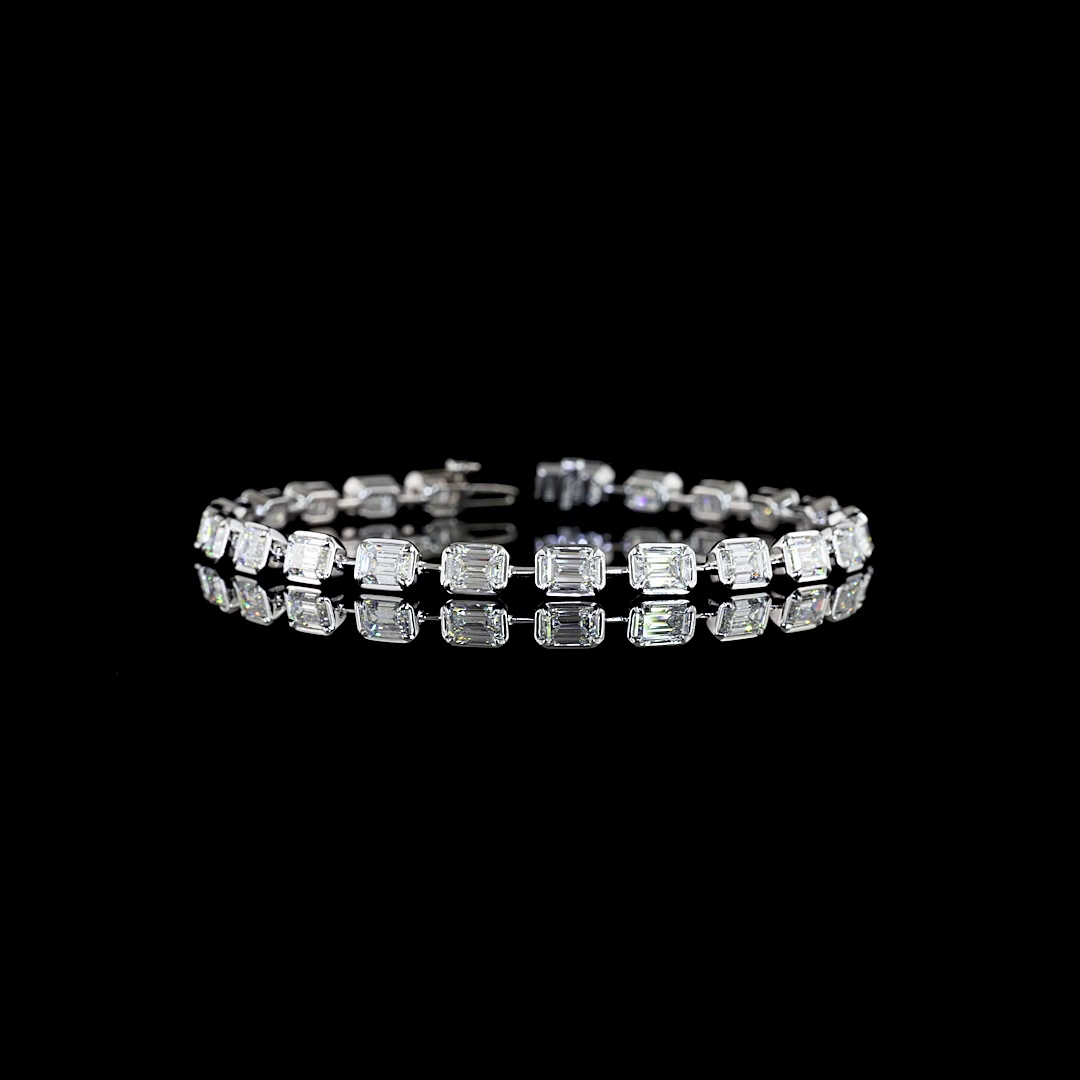 7.70 CTTW Emerald Lab Diamond Station Bracelet