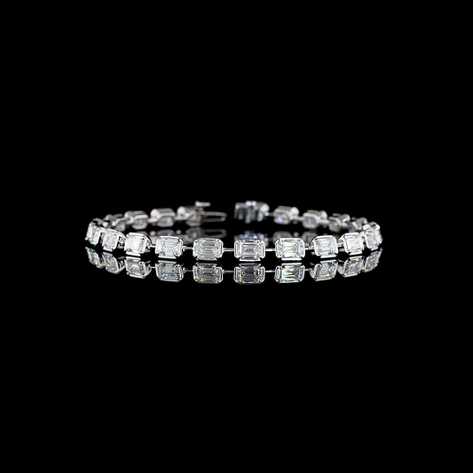 7.70 CTTW Emerald Lab Diamond Station Bracelet