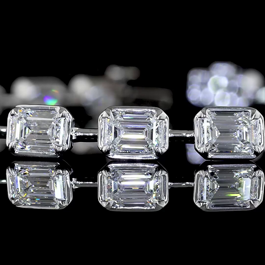 7.70 CTTW Emerald Lab Diamond Station Bracelet