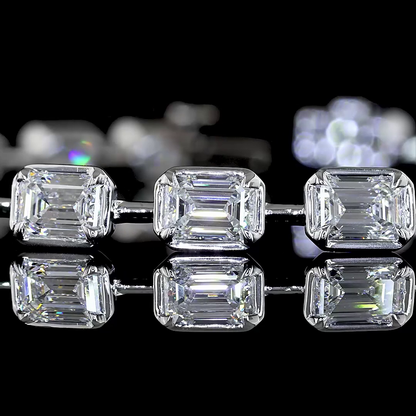 7.70 CTTW Emerald Lab Diamond Station Bracelet