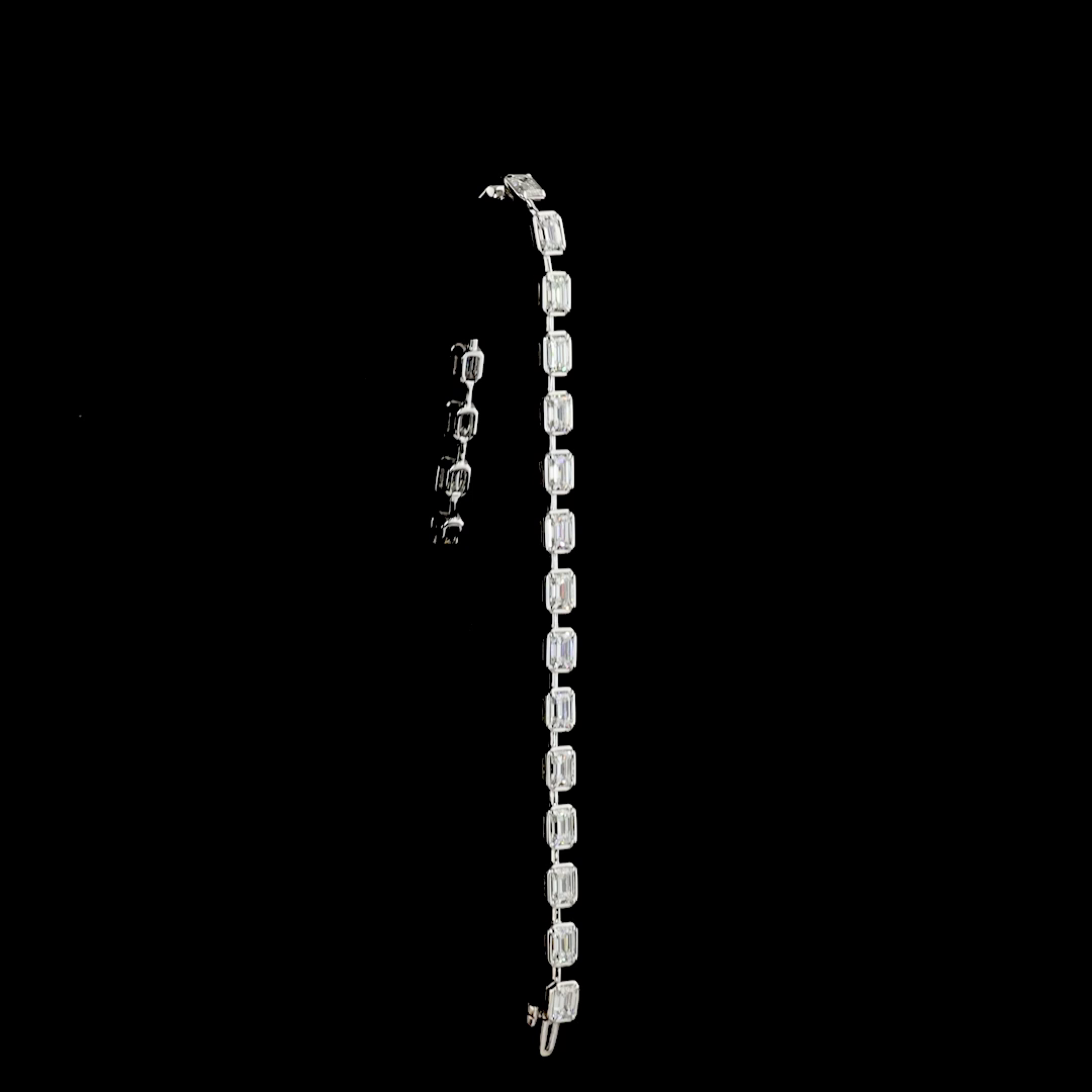7.70 CTTW Emerald Lab Diamond Station Bracelet