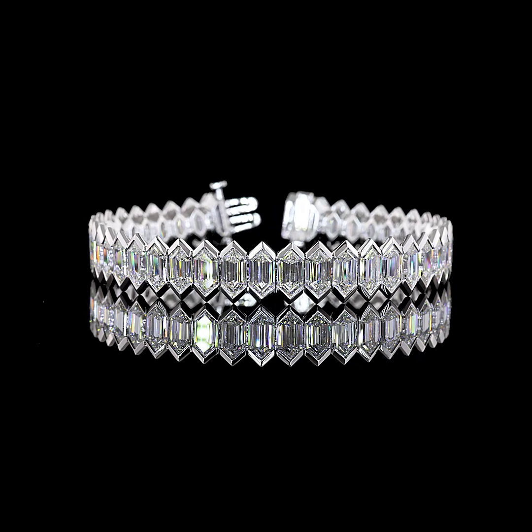 30.05 CTTW Step Marquise Lab Diamond Tennis Bracelet (D Color and VVS2 Clarity)