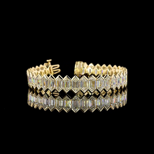 37.72 CTTW Step Marquise Lab Diamond Tennis Bracelet 6.75" 14k White Gold E Color and VVS2 Clarity jewelry-spot-usa