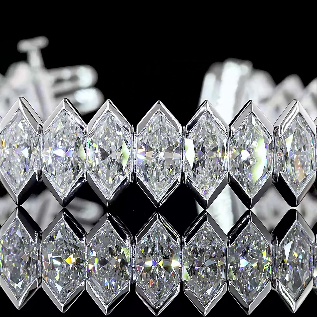 22.26 CTTW Antique Marquise Lab Diamond Tennis Bracelet (E Color and VS1 Clarity)