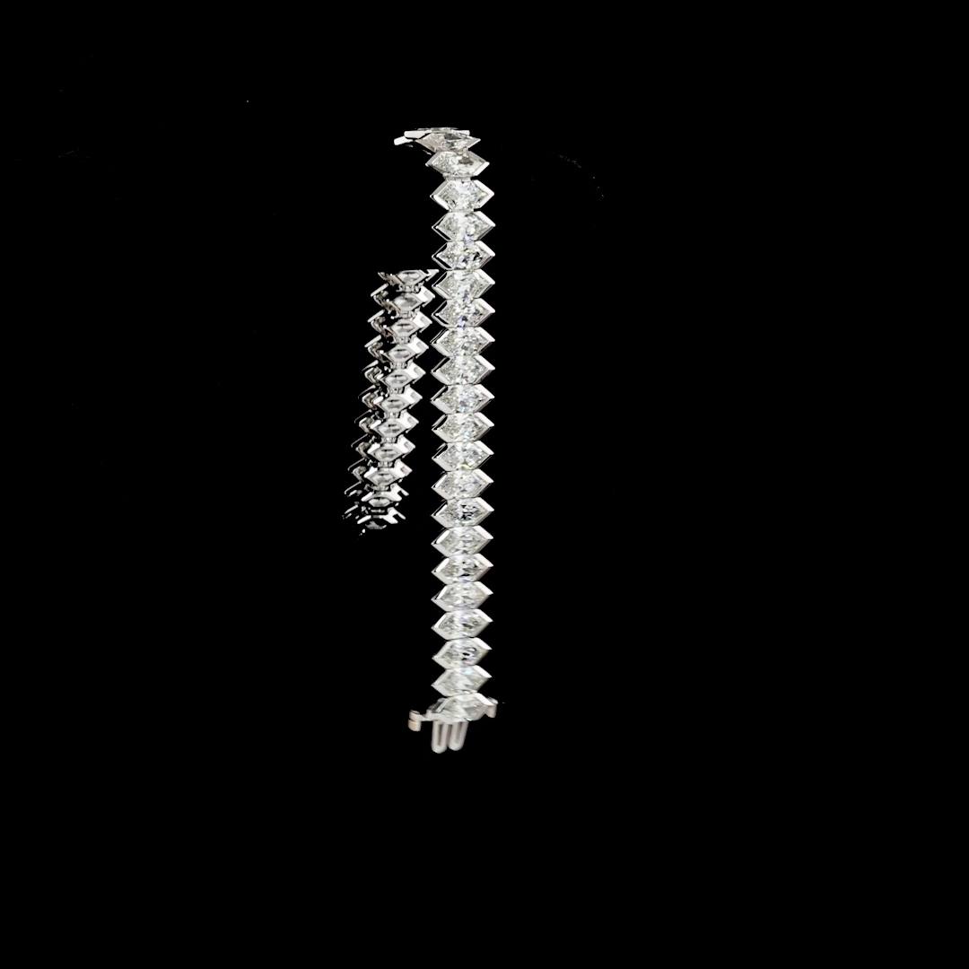 22.26 CTTW Antique Marquise Lab Diamond Tennis Bracelet (E Color and VS1 Clarity)