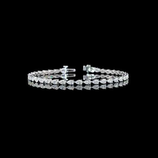 4.01 CTTW Pear Lab Diamond Tennis Bracelet 7" (F Color and VS1 Clarity)