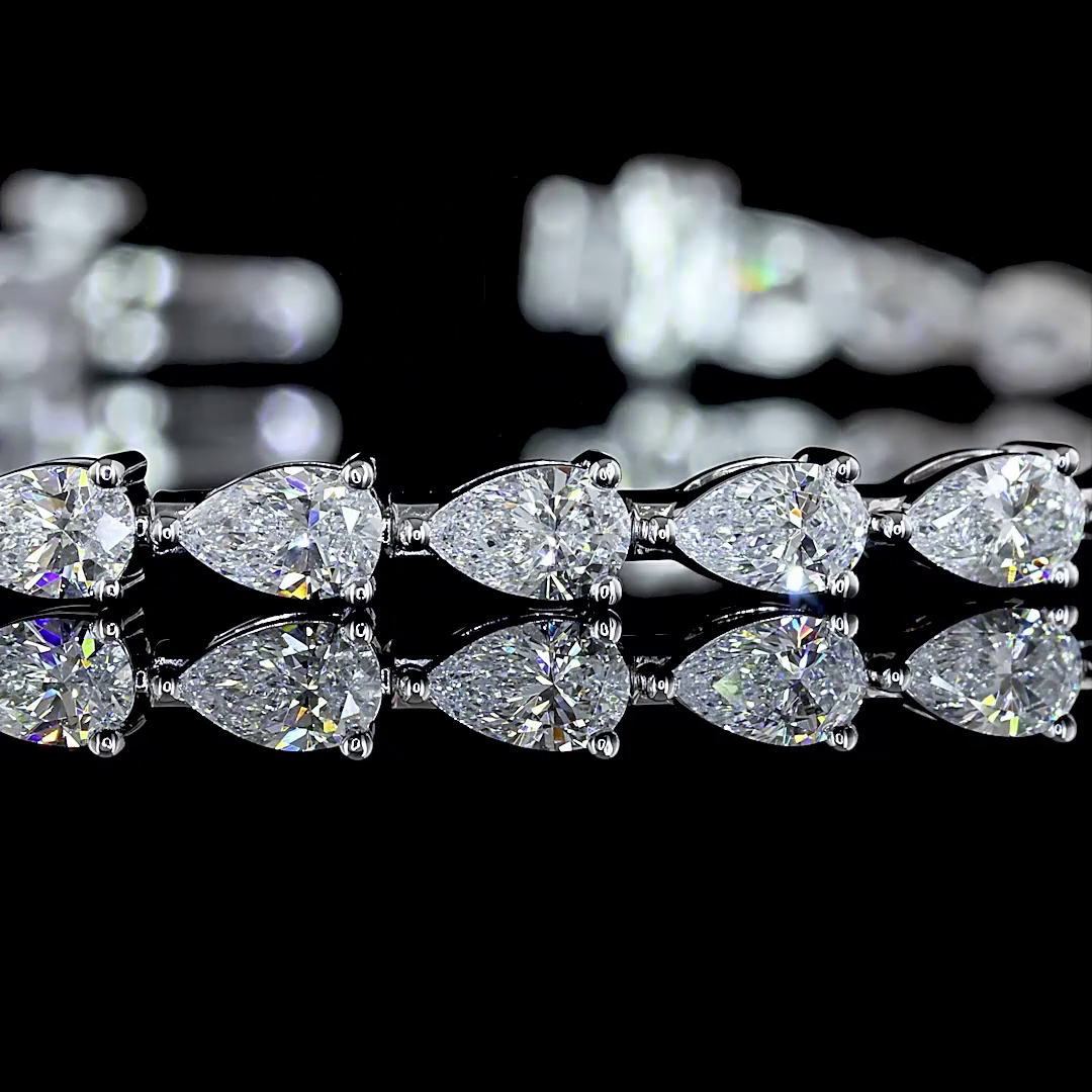 4.01 CTTW Pear Lab Diamond Tennis Bracelet 7" (F Color and VS1 Clarity)