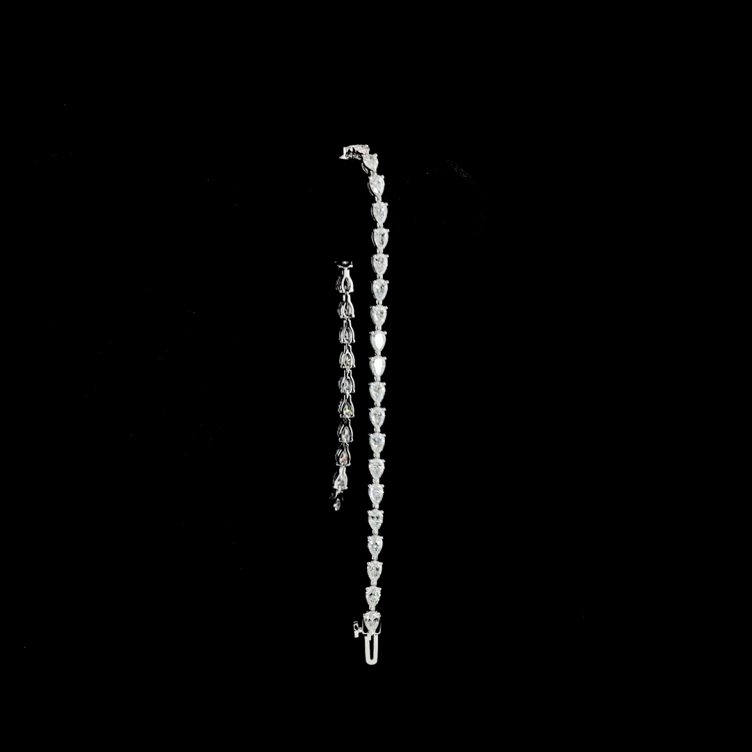 4.01 CTTW Pear Lab Diamond Tennis Bracelet 7" (F Color and VS1 Clarity)