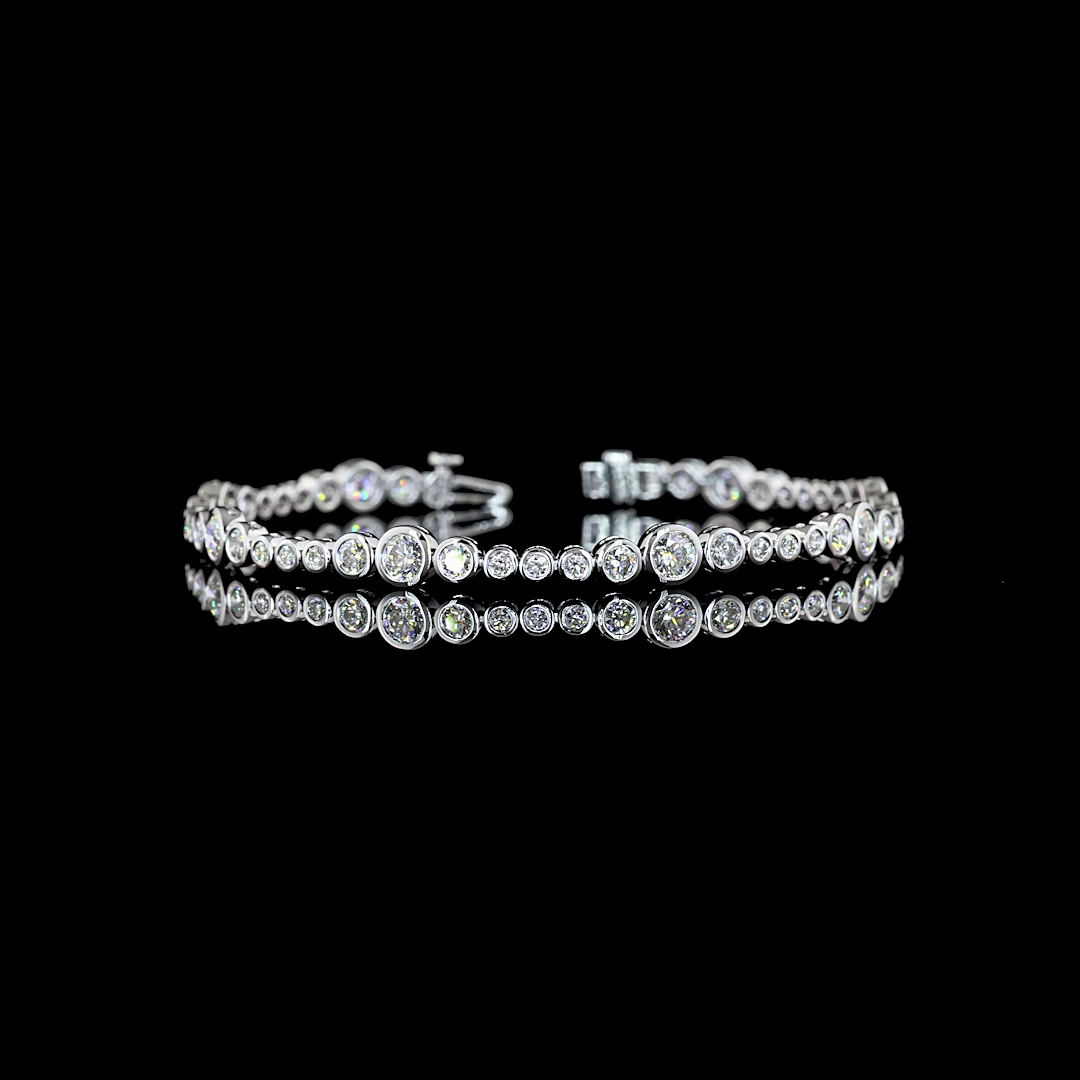 4.17 CTTW Round Lab Diamond Station Line Tennis Bracelet 7" (E Color and VS Clarity)