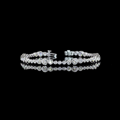 4.17 CTTW Round Lab Diamond Station Line Tennis Bracelet 7" (E Color and VS Clarity)