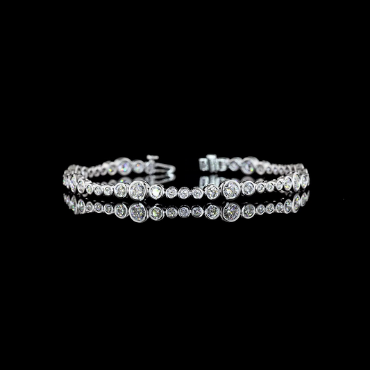 4.17 CTTW Round Lab Diamond Station Line Tennis Bracelet 7" (E Color and VS Clarity)
