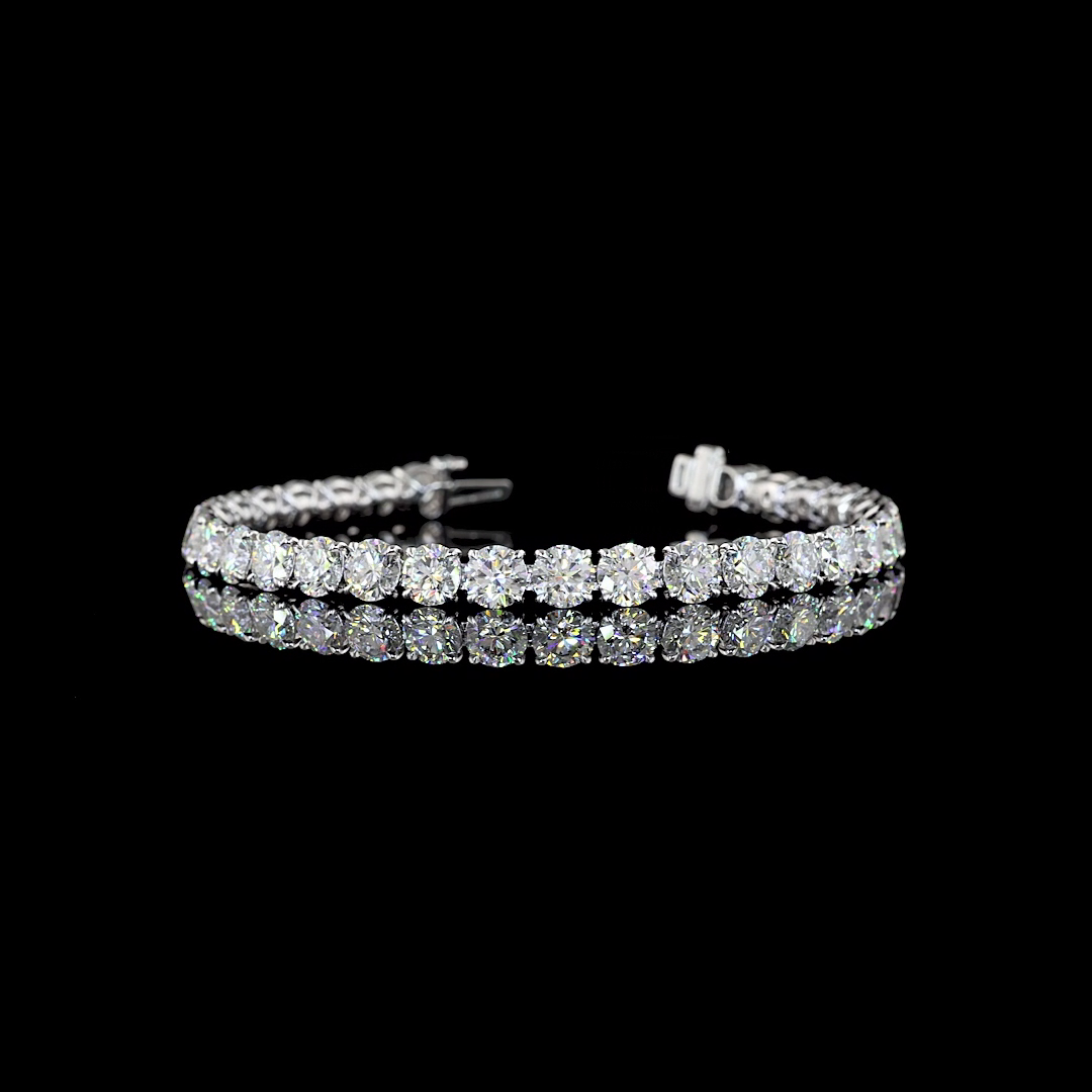16.09 CTTW Round Lab Diamond Tennis Bracelet 6.5" Silver E Color and VS1 Clarity jewelry-spot-usa
