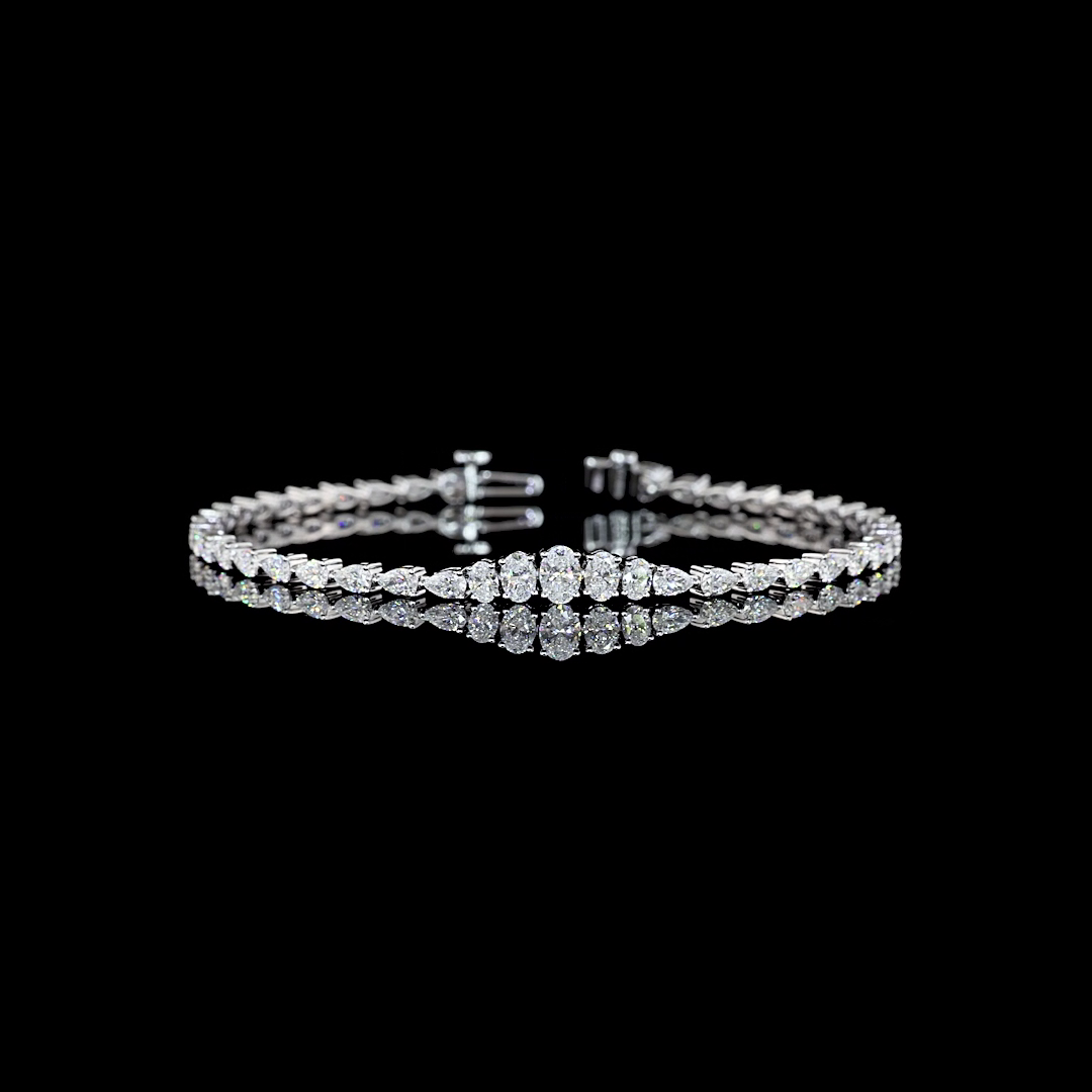 3.29 CTTW Oval Lab Grown Diamond Riviera Bracelet 7" (E Color and VS Clarity)