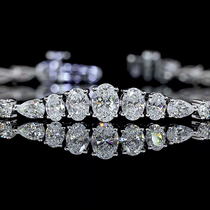 3.29 CTTW Oval Lab Grown Diamond Riviera Bracelet 7" (E Color and VS Clarity)