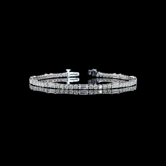 4.23 CTTW MIX Lab Diamond Station Line Tennis Bracelet 7" 14k White Gold