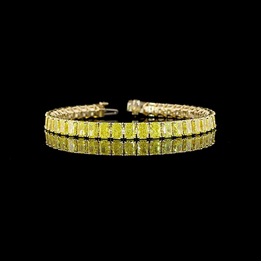 22.24 CTTW Radiant Lab Diamond Tennis Bracelet 7" 14k Yellow Gold Fancy Vivid Yellow Color and VS1 Clarity jewelry-spot-usa