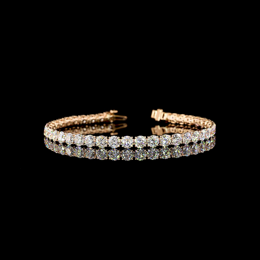 16.47 CTTW Round Lab Diamond Tennis Bracelet 7.75" 14k Rose Gold (E Color and VS1 Clarity)