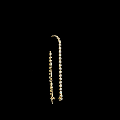 8.69 CTTW Antique Cushion Lab Diamond Tennis Bracelet 7" 14k Yellow Gold