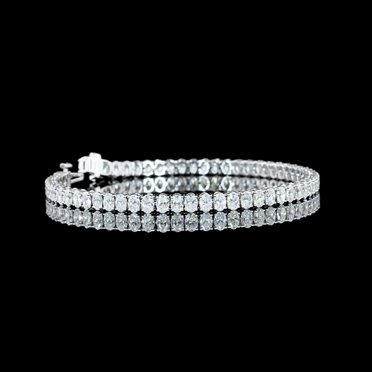 7.00 CTTW Oval Lab Diamond Tennis Bracelet 7" 14k White Gold F Color and VS2 Clarity jewelry-spot-usa