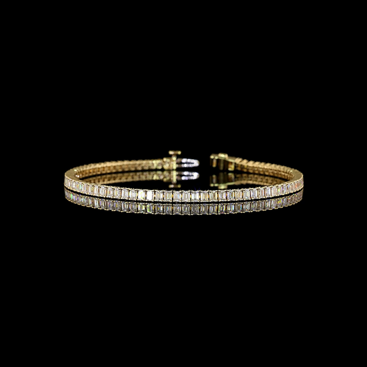 4.18 CTTW Emerald Lab Diamond Tennis Bracelet 7"