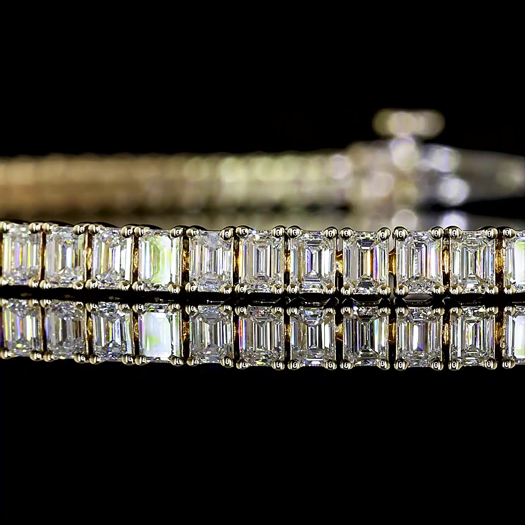4.18 CTTW Emerald Lab Diamond Tennis Bracelet 7"