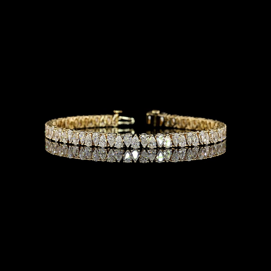 7.84 CTTW Pear Lab Diamond Tennis Bracelet 7" 14k Yellow Gold