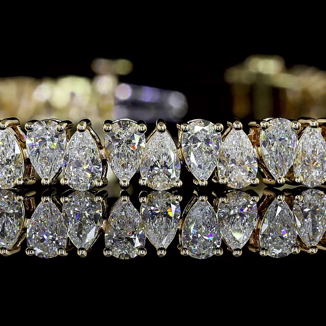 7.84 CTTW Pear Lab Diamond Tennis Bracelet 7"