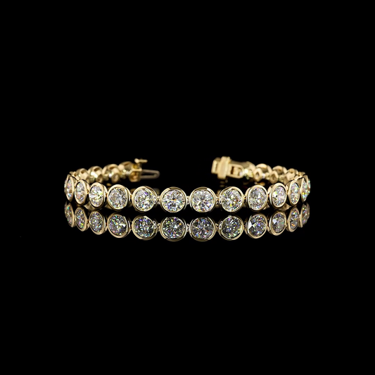 13.38 CTTW Round Lab Diamond Tennis Bracelet 6.5" 14k Yellow Gold