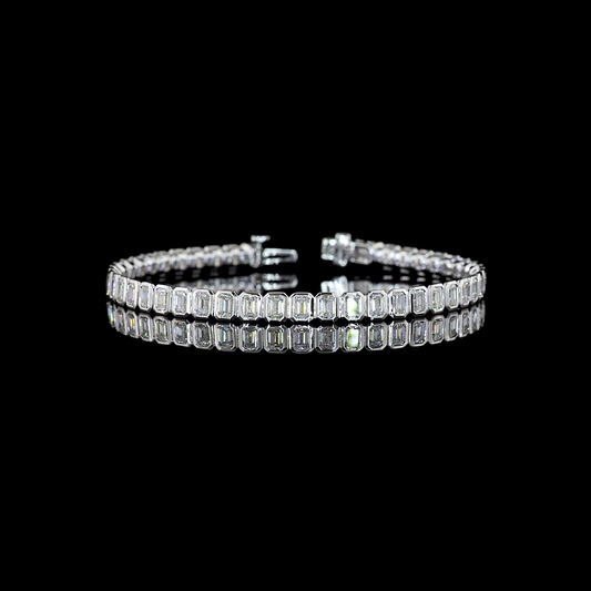 7.33 CTTW Emerald Lab Diamond Tennis Bracelet 7"