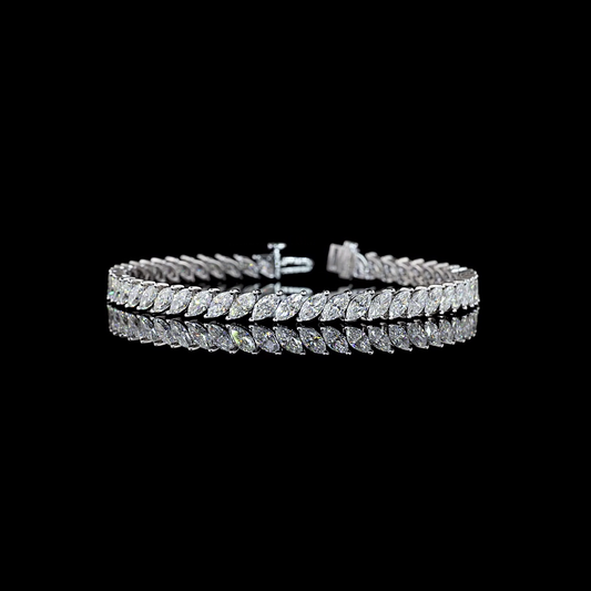 8.32 CTTW Marquise Lab Diamond Tennis Bracelet 7"