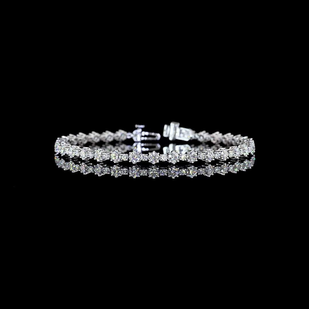 5.01 CTTW Round Lab Diamond Station Line Tennis Bracelet 7"