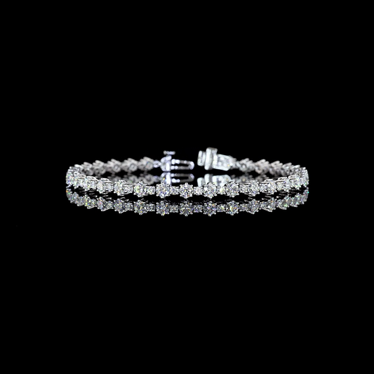 5.01 CTTW Round Lab Diamond Station Line Tennis Bracelet 7"