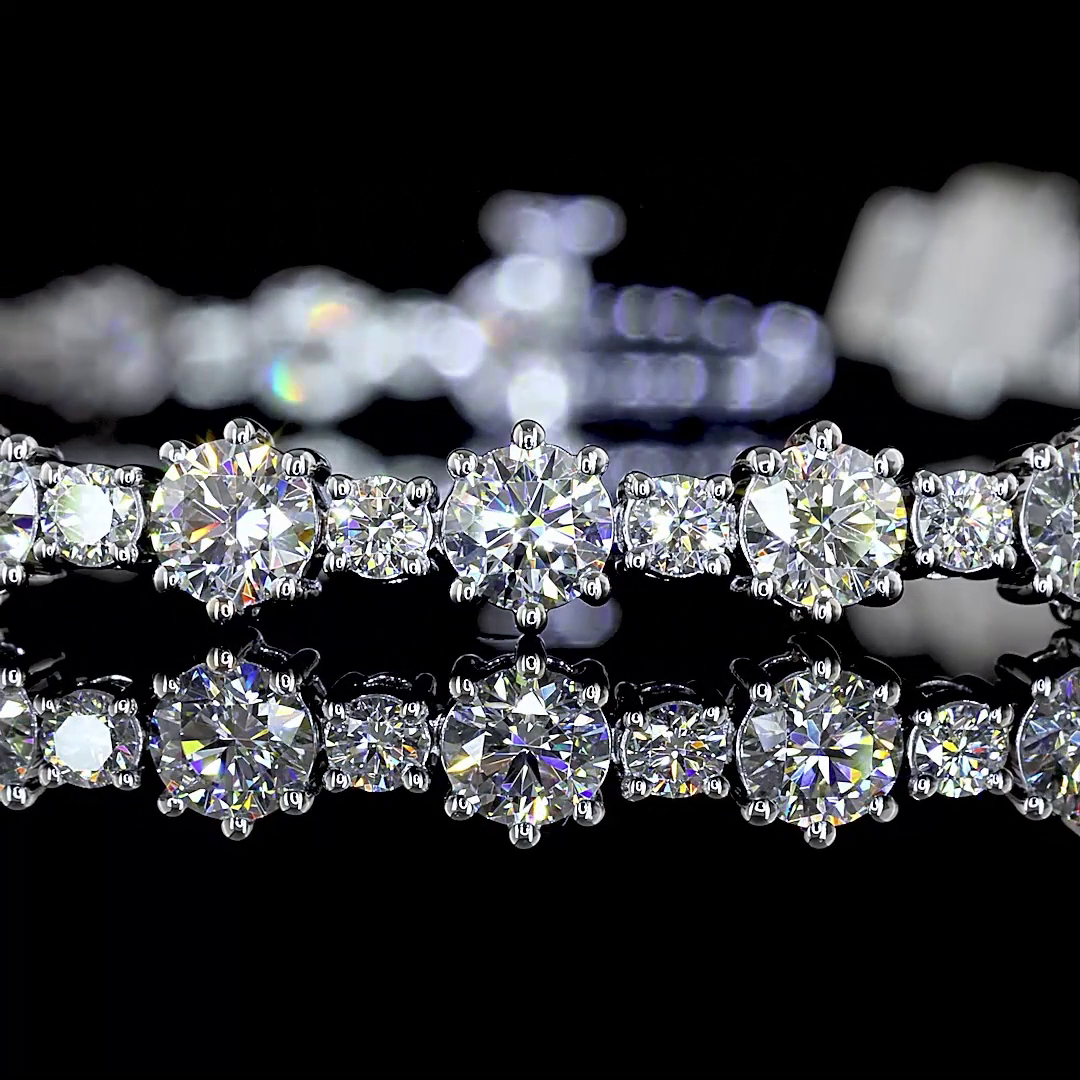 5.01 CTTW Round Lab Diamond Station Line Tennis Bracelet 7"