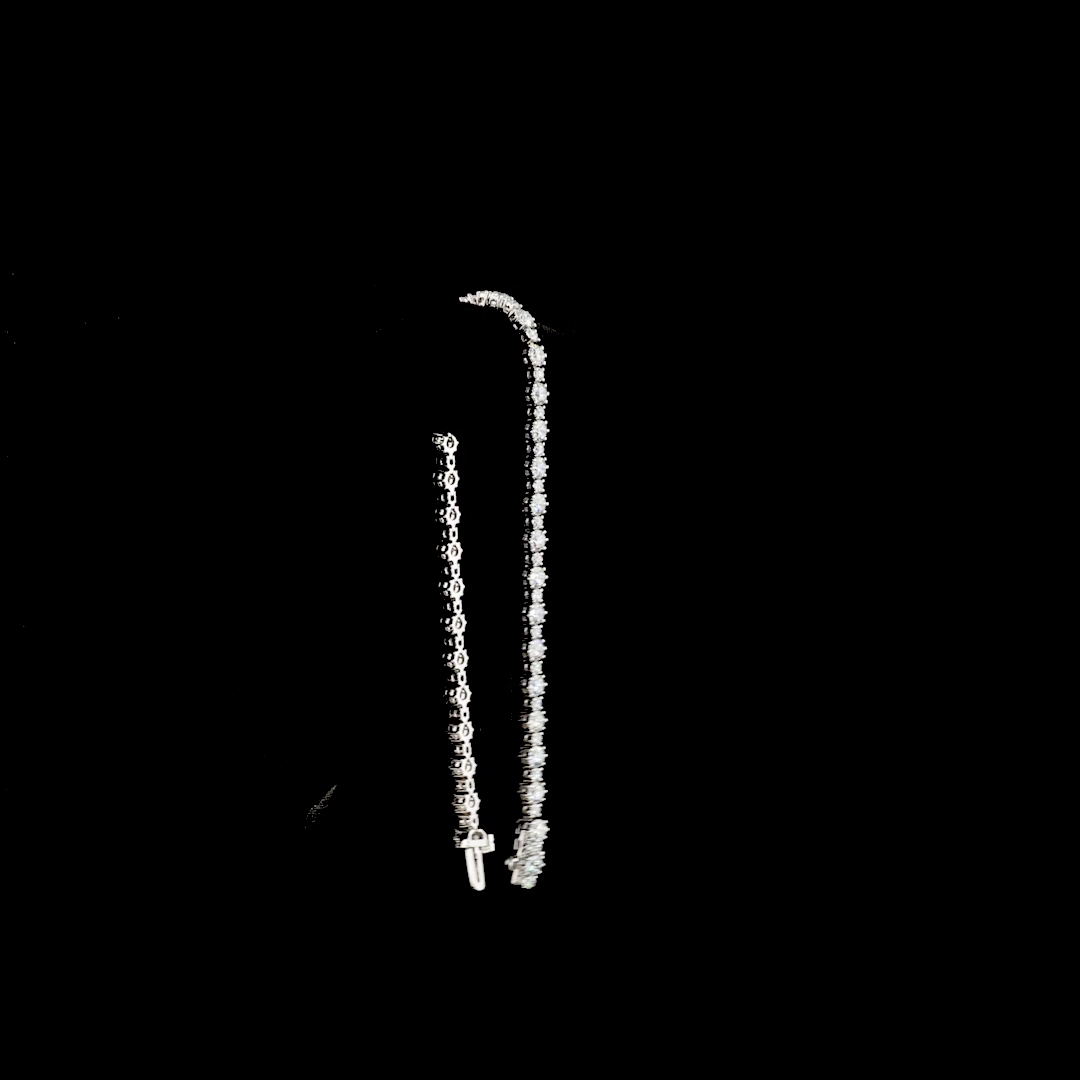5.01 CTTW Round Lab Diamond Station Line Tennis Bracelet 7"