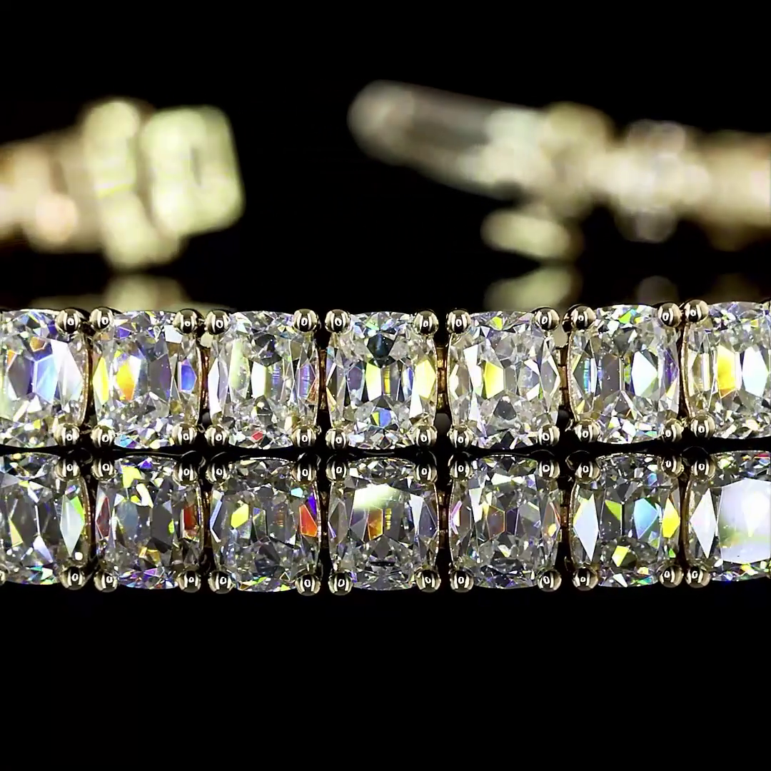 9.28 CTTW Antique Cushion Lab Diamond Tennis Bracelet 7"