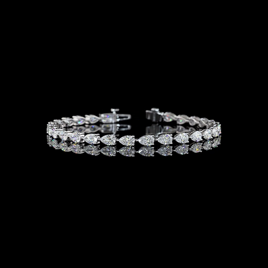 7.28 CTTW Pear Lab Diamond Tennis Bracelet 7"