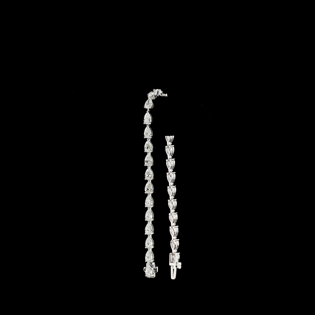 7.28 CTTW Pear Lab Diamond Tennis Bracelet 7"