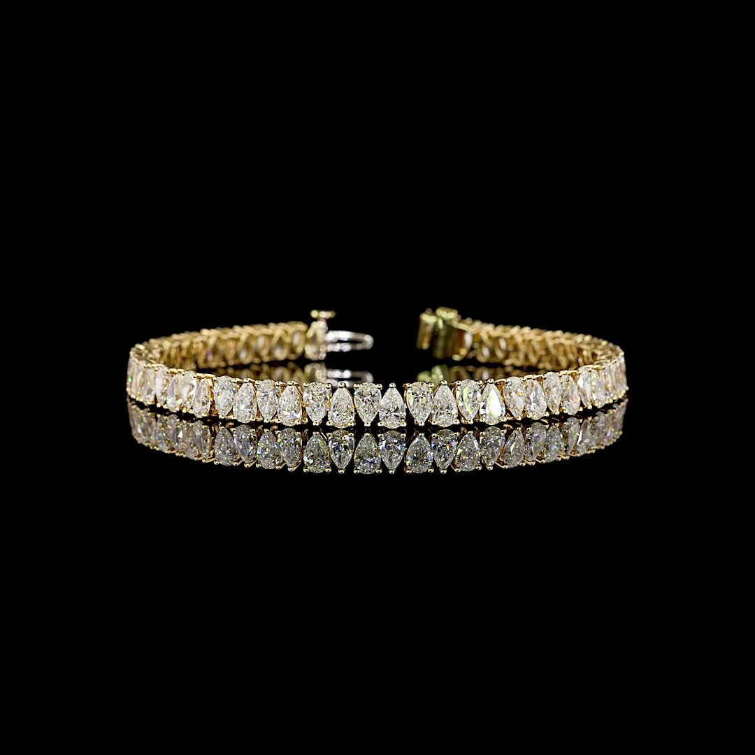 10.26 CTTW Pear Lab Grown Diamond Tennis Bracelet 7" (F Color and VS1 Clarity)