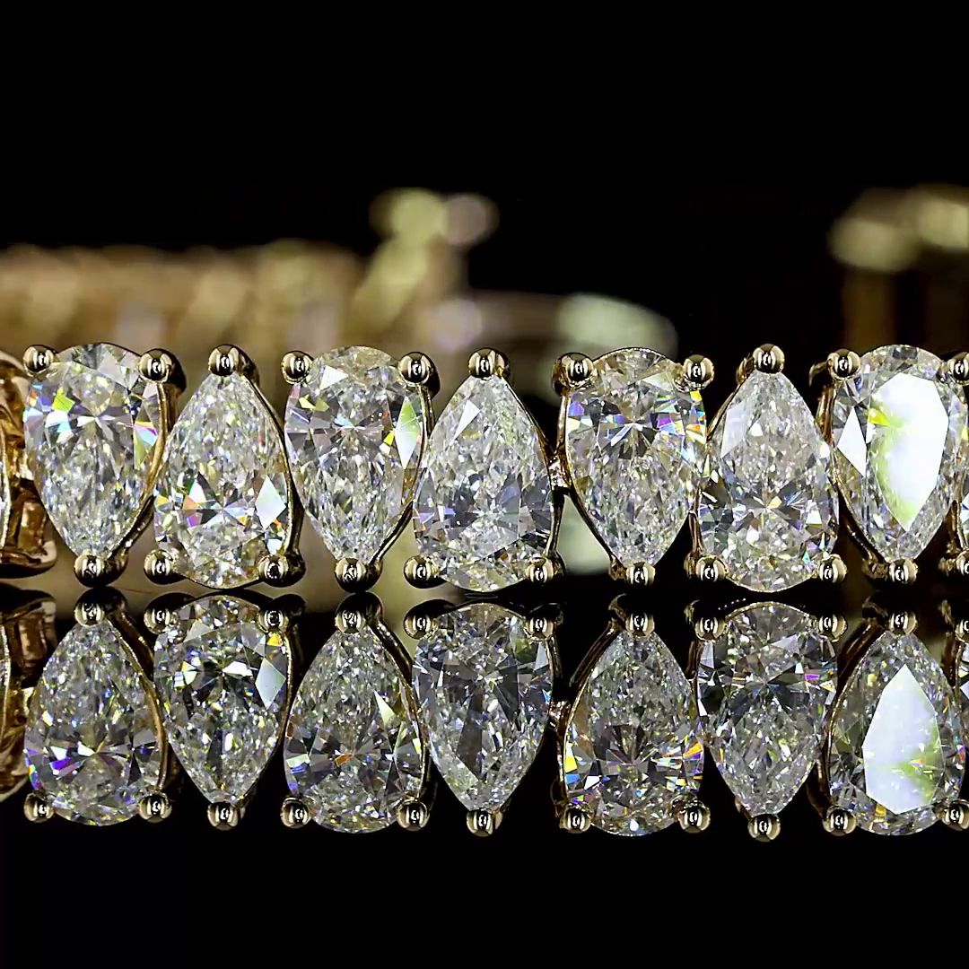 10.26 CTTW Pear Lab Grown Diamond Tennis Bracelet 7" (F Color and VS1 Clarity)