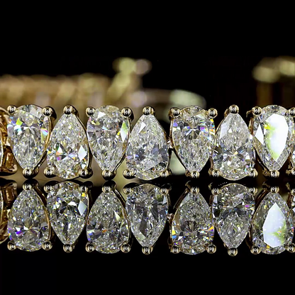 10.26 CTTW Pear Lab Grown Diamond Tennis Bracelet 7" (F Color and VS1 Clarity)